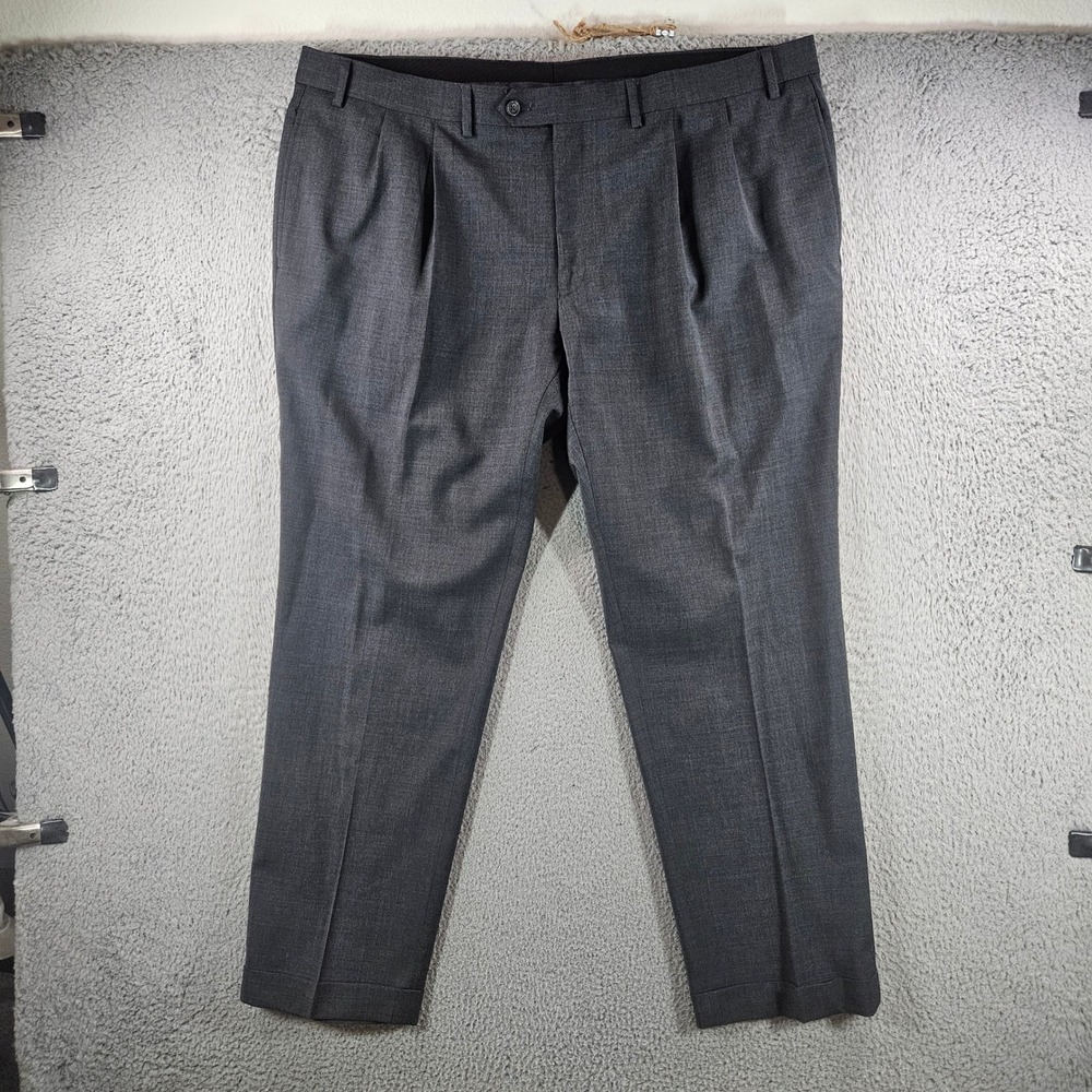 Lauren Ralph Lauren Mens Gray High Performance Wool Pleated Dress Pants 42x30